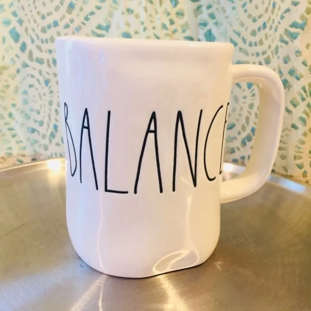 Rae Dunn Balance Mug NWT Coffee Tea ceramic gift black white